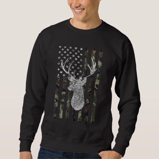 Whitetail Buck Deer Hunting American Camouflage US Trui (Voorkant)