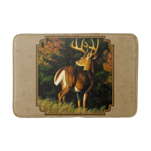 Whitetail Buck Deer Hunting Tan Badmat (Voorkant)