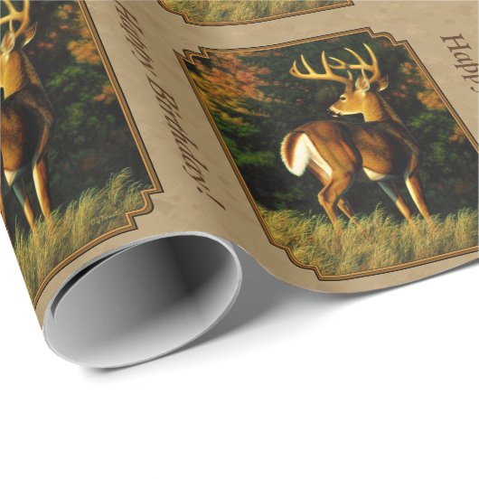 Whitetail Buck Deer Hunting Tan Cadeaupapier (Rol Hoek)