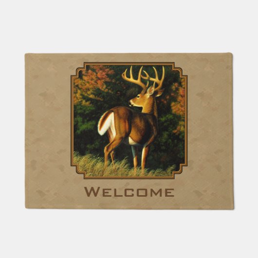 Whitetail Buck Deer Hunting Tan Deurmat (Voorkant)