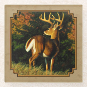 Whitetail Buck Deer Hunting Tan Glazen Onderzetter
