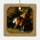 Whitetail Buck Deer Hunting Tan Keramisch Ornament (Achterkant)