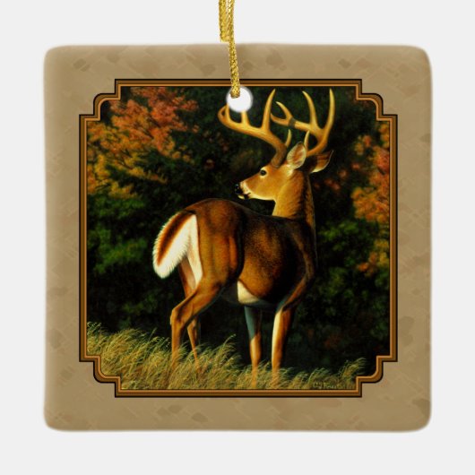 Whitetail Buck Deer Hunting Tan Keramisch Ornament (Voorkant)