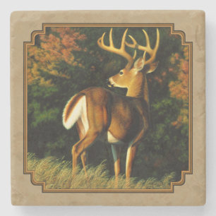 Whitetail Buck Deer Hunting Tan Stenen Onderzetter