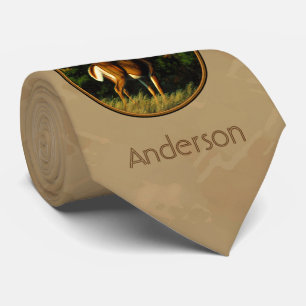 Whitetail Buck Deer Hunting Tan Stropdas
