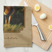 Whitetail Buck Deer Hunting Tan Theedoek (Quarter Fold)