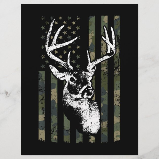 Whitetail Buck Deer Hunting USA Camouflage America Briefhoofd (Voorkant)