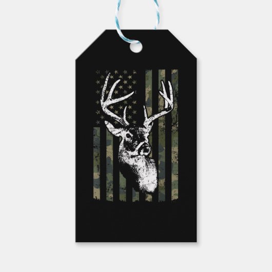 Whitetail Buck Deer Hunting USA Camouflage America Cadeaulabel (Voorkant)