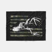 Whitetail Buck Deer Hunting USA Camouflage America Fleece Deken (Voorkant (Horizontaal))