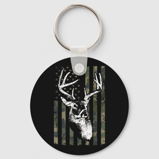 Whitetail Buck Deer Hunting USA Camouflage America Sleutelhanger (Voorkant)