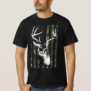 Whitetail Buck Deer Hunting USA Camouflage America T-shirt