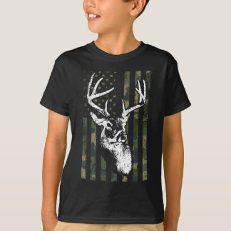 Whitetail Buck Deer Hunting USA Camouflage America T-shirt