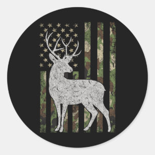 Whitetail Buck Herten Jacht Amerikaanse Camouflage Ronde Sticker