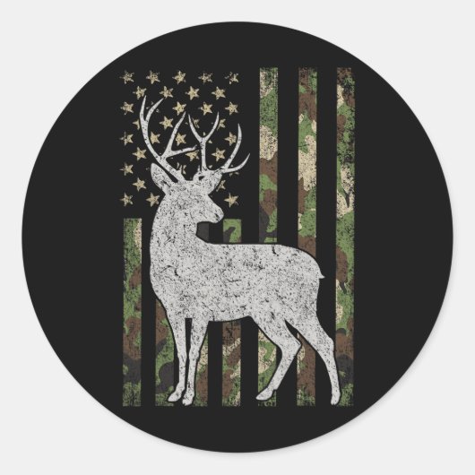 Whitetail Buck Herten Jacht Amerikaanse Camouflage Ronde Sticker (Voorkant)