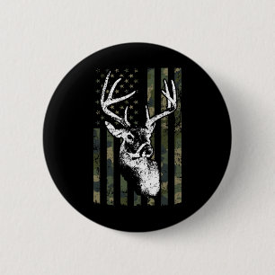 Whitetail Buck Hertenjacht USA Camouflage Amerika Ronde Button 5,7 Cm
