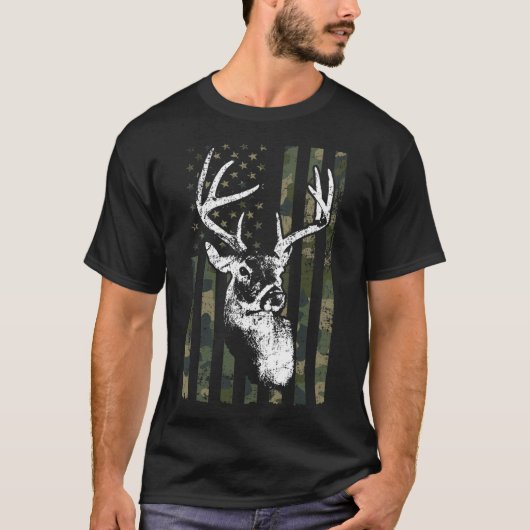 Whitetail Buck Hertenjacht USA Camouflage Amerika T-shirt (Voorkant)