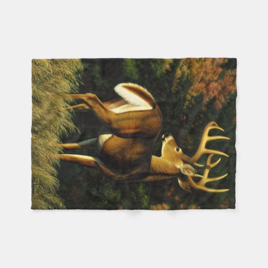 Whitetail Buck in de herfst Fleece Deken (Voorkant (Horizontaal))