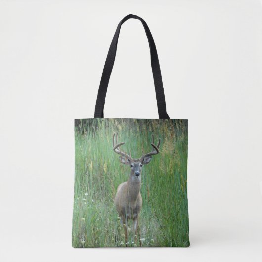 Whitetail Buck in Meadow Printing Canvas tas (Voorkant)