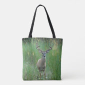 Whitetail Buck in Meadow Printing Canvas tas (Achterkant)