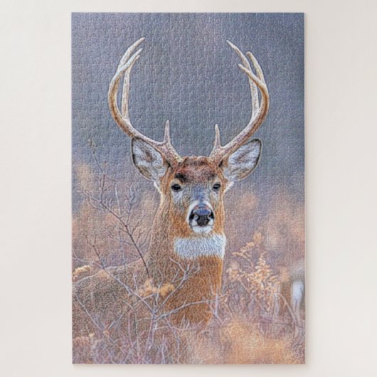 Whitetail Buck in Veldlandschapsschildering Legpuzzel (Verticaal)
