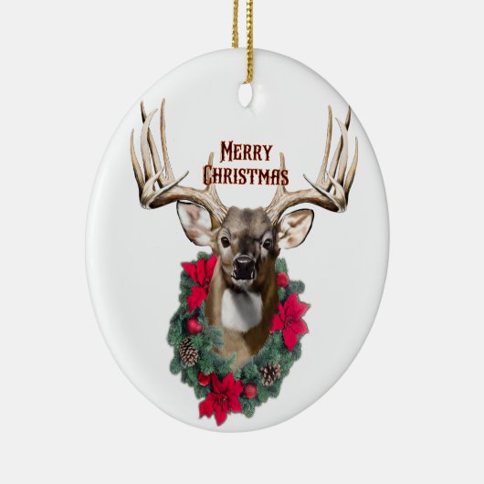 Whitetail Buck Kerstmis Keramisch Ornament (Rechts)