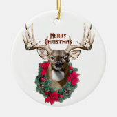 Whitetail Buck Kerstmis Keramisch Ornament (Voorkant)