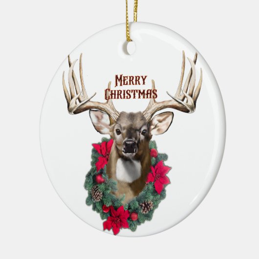 Whitetail Buck Kerstmis Keramisch Ornament (Links)