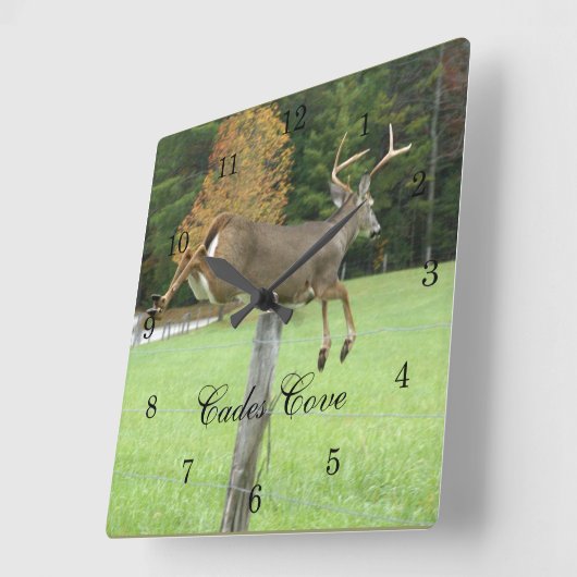 Whitetail Buck Wall Clock Vierkante Klok (Hoek)