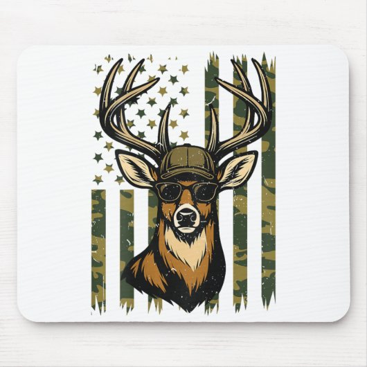 Whitetail Buck Youth Boy Deer Hunting Camo America Muismat (Voorkant)