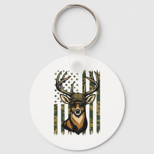 Whitetail Buck Youth Boy Deer Hunting Camo America Sleutelhanger (Voorkant)