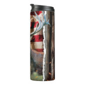 Whitetail Deer American Flag Bossen Thermosbeker (Geroteerd rechts)