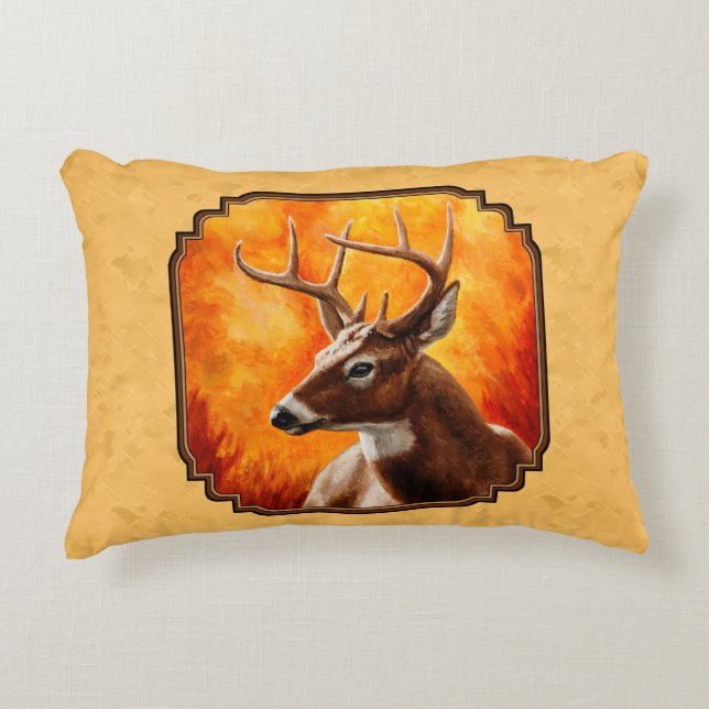 Whitetail Deer Autumn Gold Decoratief Kussen (Voorkant)