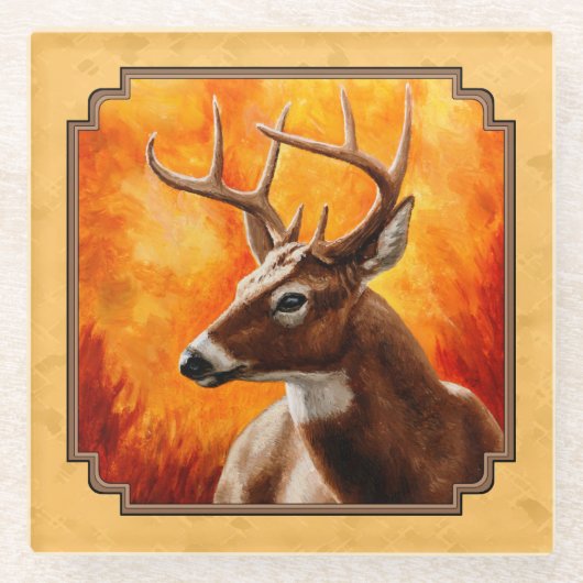 Whitetail Deer Autumn Gold Glazen Onderzetter (Voorkant)