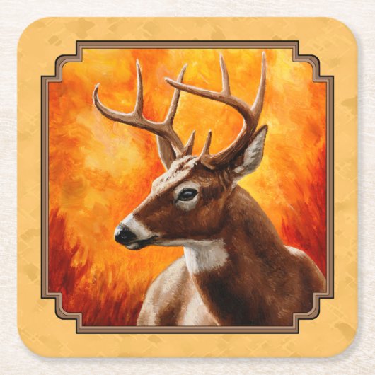 Whitetail Deer Autumn Gold Kartonnen Onderzetters (Voorkant)