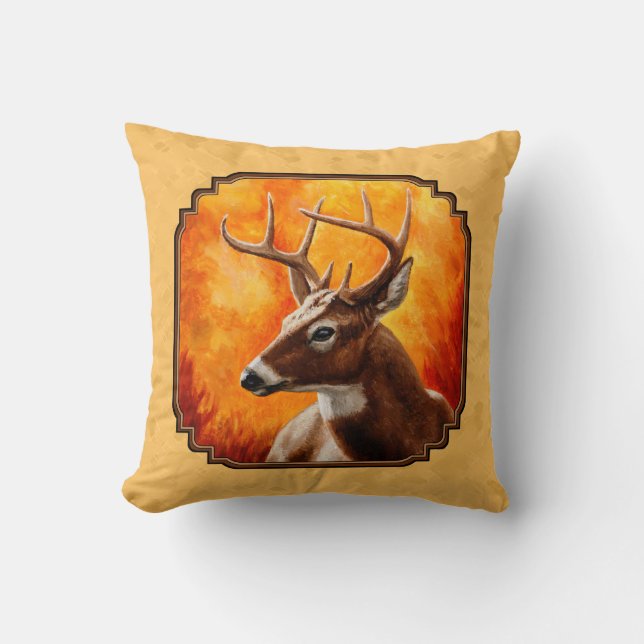 Whitetail Deer Autumn Gold Kussen (Voorkant)