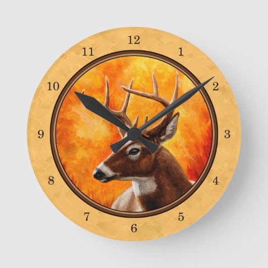 Whitetail Deer Autumn Gold Ronde Klok (Voorkant)