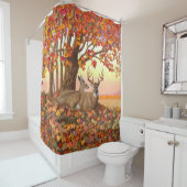 Whitetail Deer Autumn Maple Tree Douchegordijn (In situ)