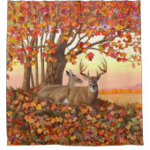 Whitetail Deer Autumn Maple Tree Douchegordijn (Voorkant)