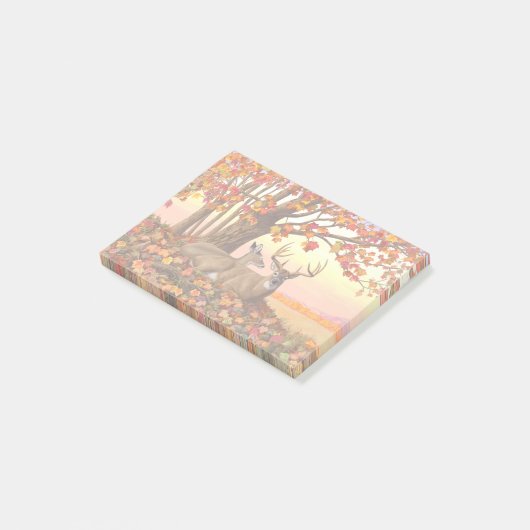 Whitetail Deer Autumn Maple Tree Post-it® Notes (Schuin)