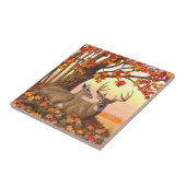 Whitetail Deer Autumn Maple Tree Tegeltje (Zijkant)