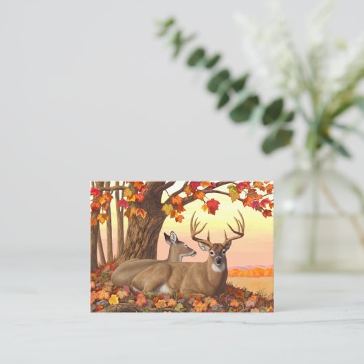 Whitetail Deer Autumn Maple Tree Visitekaartje (Staand voorkant)