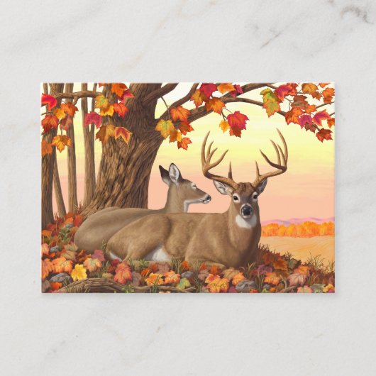 Whitetail Deer Autumn Maple Tree Visitekaartje (Voorkant)