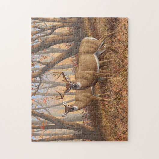 Whitetail Deer Buck & Doe Autumn Maple Trees Legpuzzel (Verticaal)