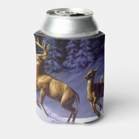 Whitetail Deer Buck & Doe in wintersneeuw Blikjeskoeler (Blikje Achterkant)