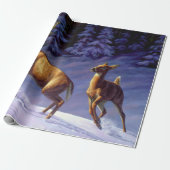Whitetail Deer Buck & Doe in wintersneeuw Cadeaupapier (Uitgerold)