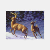 Whitetail Deer Buck & Doe in wintersneeuw Fleece Deken (Voorkant (Horizontaal))