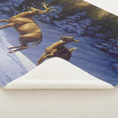 Whitetail Deer Buck & Doe in wintersneeuw Sherpa Deken (3/4)