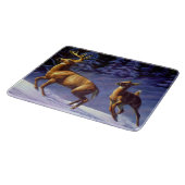 Whitetail Deer Buck & Doe in wintersneeuw Snijplank (Hoek)