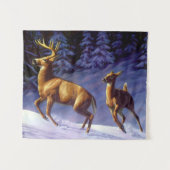 Whitetail Deer Buck & Doe in wintersneeuw Wandkleed (Voorkant (horizontaal))