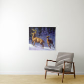 Whitetail Deer Buck & Doe in wintersneeuw Wandkleed (In Situ (horizontaal))